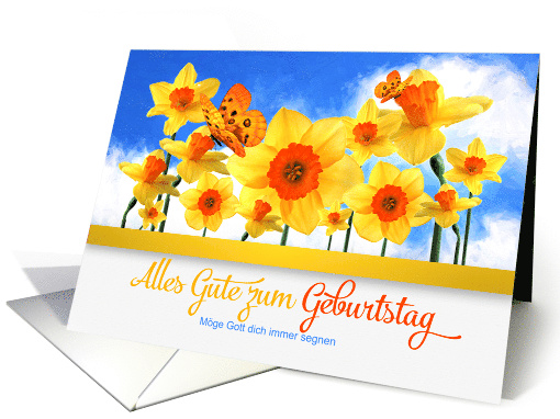 German Birthday with Daffodil Garden and Butterflies card (1602526)