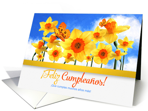 Spanish Birthday with Daffodil Garden and Butterflies card (1602560)