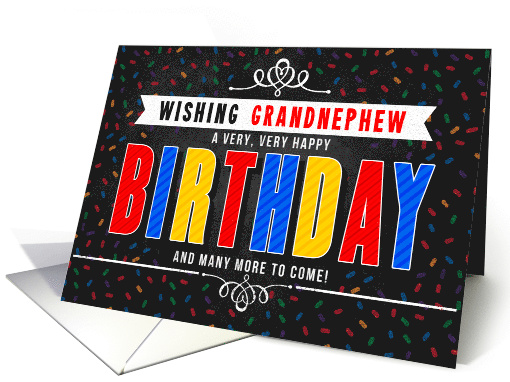for Grandnephew Colorful Chalkboard Birthday Typography card (1602574)