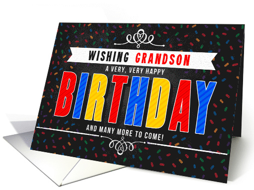 for Grandson Colorful Chalkboard Birthday Typography card (1602576)