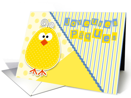 French Easter Chick in Blue and Yellow for Children Blank card