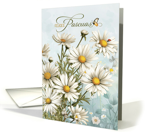 Spanish Easter White Daisy Garden Felices Pascuas card (1602758)