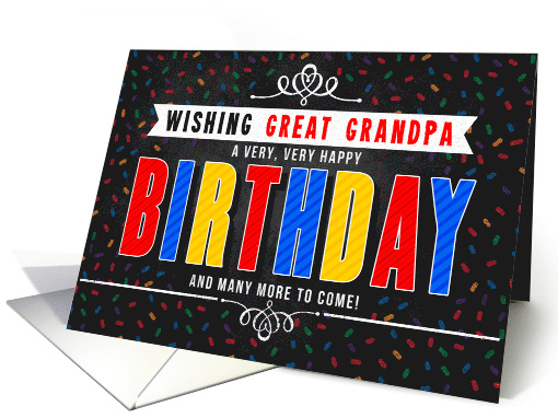 for Great Grandpa Colorful Chalkboard Birthday Typography card