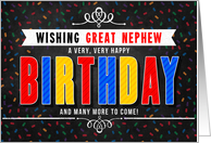 for Great Nephew Colorful Chalkboard Birthday Typography card