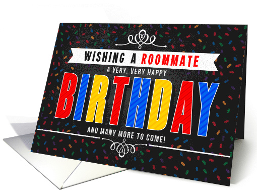 for a Roommate Colorful Chalkboard Birthday Typography card (1603102)
