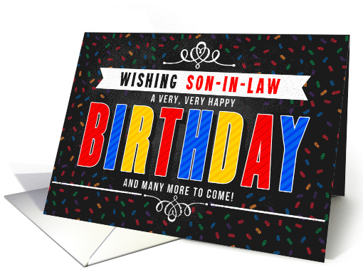 for Son in Law Colorful Chalkboard Birthday Typography card (1603106)