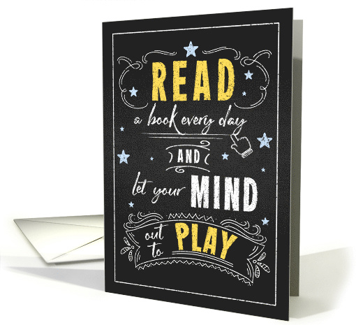National Read a Book Day Fun Message in Chalkboard Style card