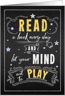National Read a Book Day Fun Message in Chalkboard Style card