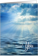 Business Thank You Blue Oceanview Sunlight and Seagulls BLANK card