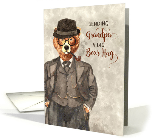 for Grandpa's Birthday Hipster Bear in a Suit Watercolor card