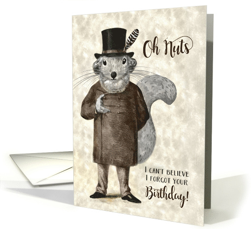 Funny Belated Birthday Hipster Squirrel card (1609460)