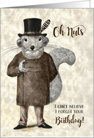 Funny Belated Birthday Hipster Squirrel card