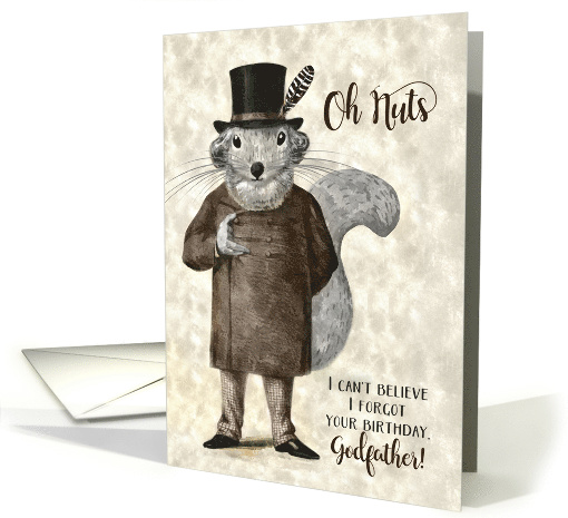 for Godfather Funny Belated Birthday Hipster Squirrel card (1609594)