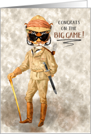 Congratulations on the Big Game Hipster Tiger in Safari Outfit card