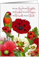 Friendship Lorikeet Parrot and Poppy Garden card