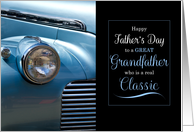 for Great Grandfather on Father’s Day Classic Car in Blue card