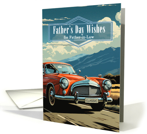 for Father in Law on Father's Day in a Classic Car Retro Theme card