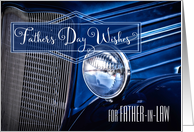 for Father in Law on Father’s Day in a Classic Car Denim Blue Theme card