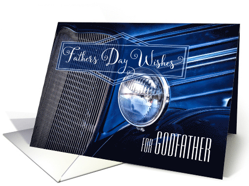 for Godfather on Father's Day in a Classic Car Denim Blue Theme card