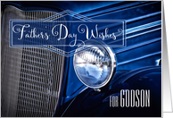 for Godson on Father’s Day in a Classic Car Denim Blue Theme card
