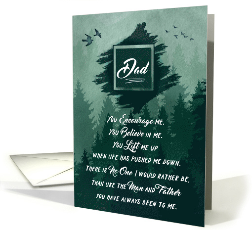 for Dad on Father's Day Shades of Forest Green Woodland Theme card