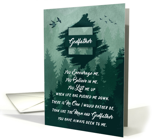 for Godfather on Father's Day Forest Green Woodland Theme card