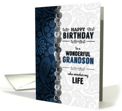 for Grandson's Birthday from Grandparent Blue Paisley... (1623070)