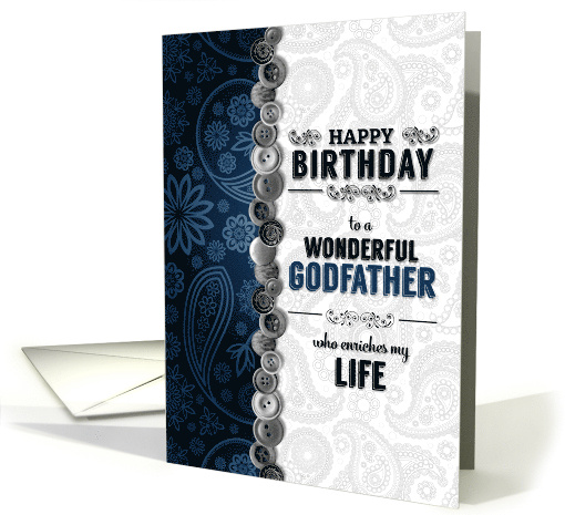 for Godfather's Birthday Blue Paisley with Buttons card (1623552)