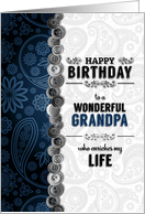 for Grandpa Birthday Blue Paisley with Buttons card