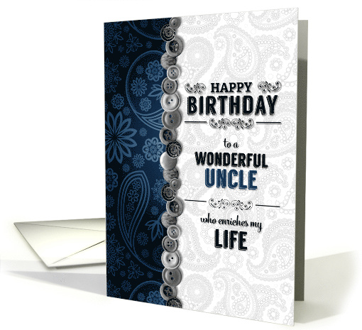 for Uncle's Birthday Blue Paisley with Buttons card (1623566)