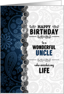 for Uncle’s Birthday Blue Paisley with Buttons card