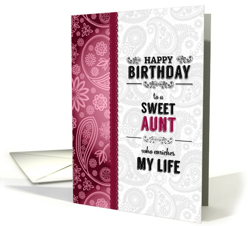 Aunt's Birthday Pink Paisley with Retro Vintage Styling card (1626162)