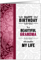 for Grandma’s Birthday Pink Paisley with Retro Vintage Styling card