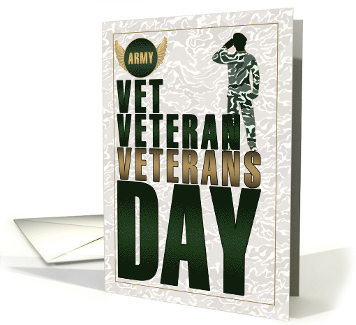 Army Veterans Day Green and Gold Salute card (1630148)