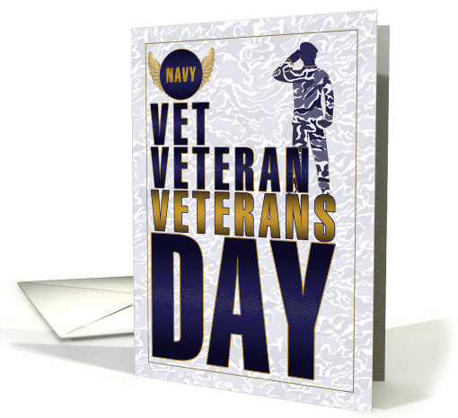 Navy Veterans Day Navy Blue and Gold Salute card (1630150)