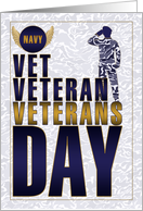 Navy Veterans Day Navy Blue and Gold Salute card