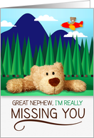 for Young Great Nephew Missing You with Airplane and Teddy Bear card