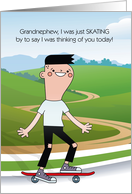 for Grandnephew Teen or Tween Thinking of You Skateboard Theme card