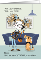 for Niece Teen or Tween Missing You Cute Girl and Dog card