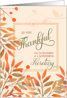 Thankful for a Wonderful Secretary Autumn Harvest Leaves card