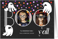 BOO Halloween 2 Photo with Cute Ghosts and Colorful Dots card