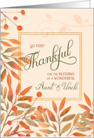 Thankful for a Wonderful Aunt & Uncle Autumn Harvest Leaves card