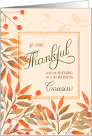 Thankful for a Wonderful Cousin Autumn Harvest Leaves card