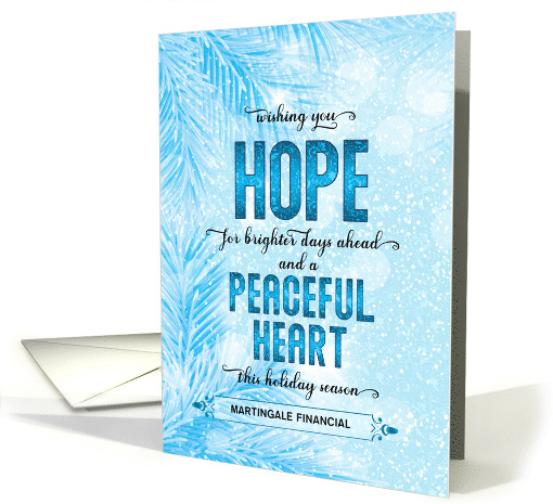 Business Blue Pine Branches Holiday Hope for Brighter Days card