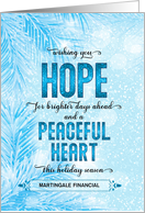Business Blue Pine Branches Holiday Hope for Brighter Days card