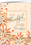 Thankful for a Wonderful Grandson Autumn Harvest Leaves card