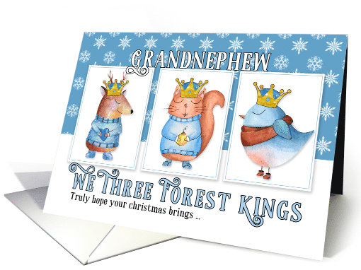 for Young Grandnephew Christmas Three Forest Kings Cute Animals card