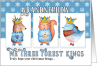 for Young Grandnephew Christmas Three Forest Kings Cute Animals card
