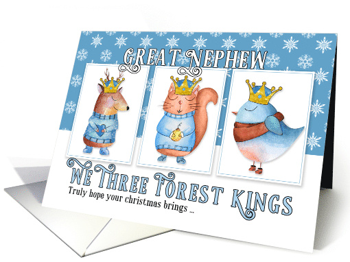 for Great Nephew Christmas Three Forest Kings Cute Animals card