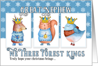 for Great Nephew Christmas Three Forest Kings Cute Animals card